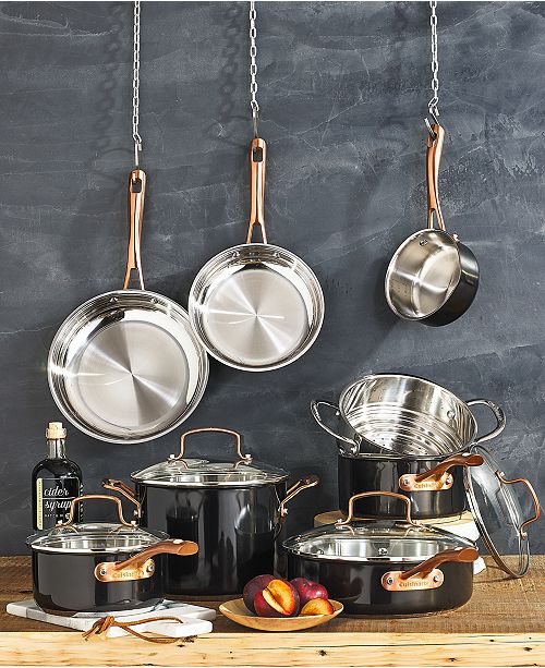 Cuisinart Onyx Black Rose Gold 12 Pc Stainless Steel Cookware Set Created For Macy S Reviews Cookware Kitchen Macy S