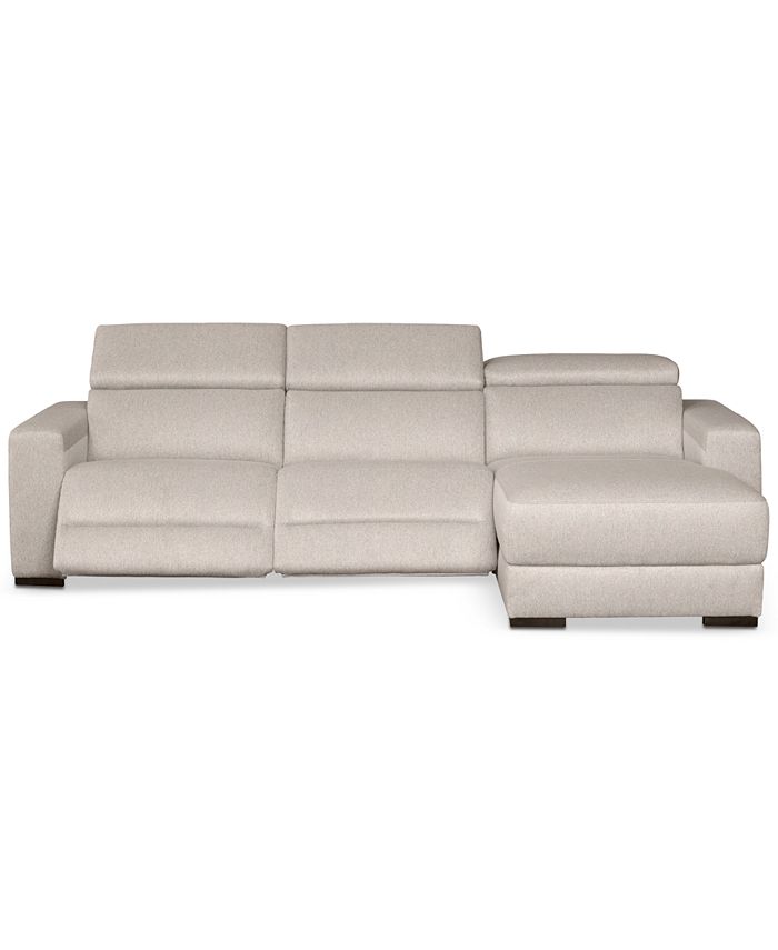 Furniture Nevio 3Pc. Fabric Sectional Sofa with Chaise, 2 Power