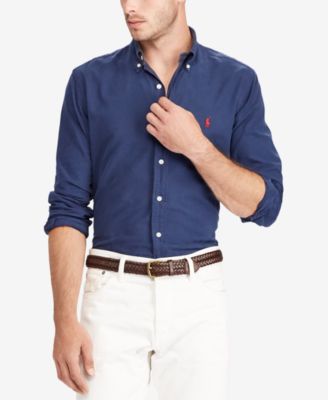polo ralph lauren oxford shirt in slim fit blue