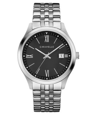 caravelle men's watch black