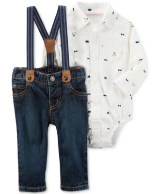 Carter's 3-Pc. Shirt Bodysuit, Jeans 