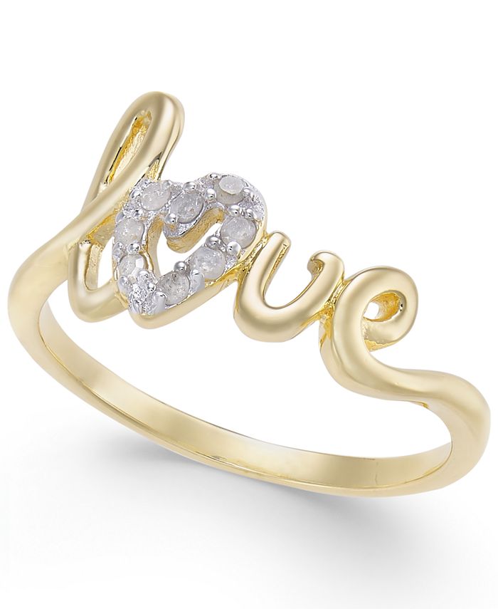 Macy S Diamond Love Ring 1 10 Ct T W In 14k Gold Plated Sterling Silver Reviews Rings Jewelry Watches Macy S