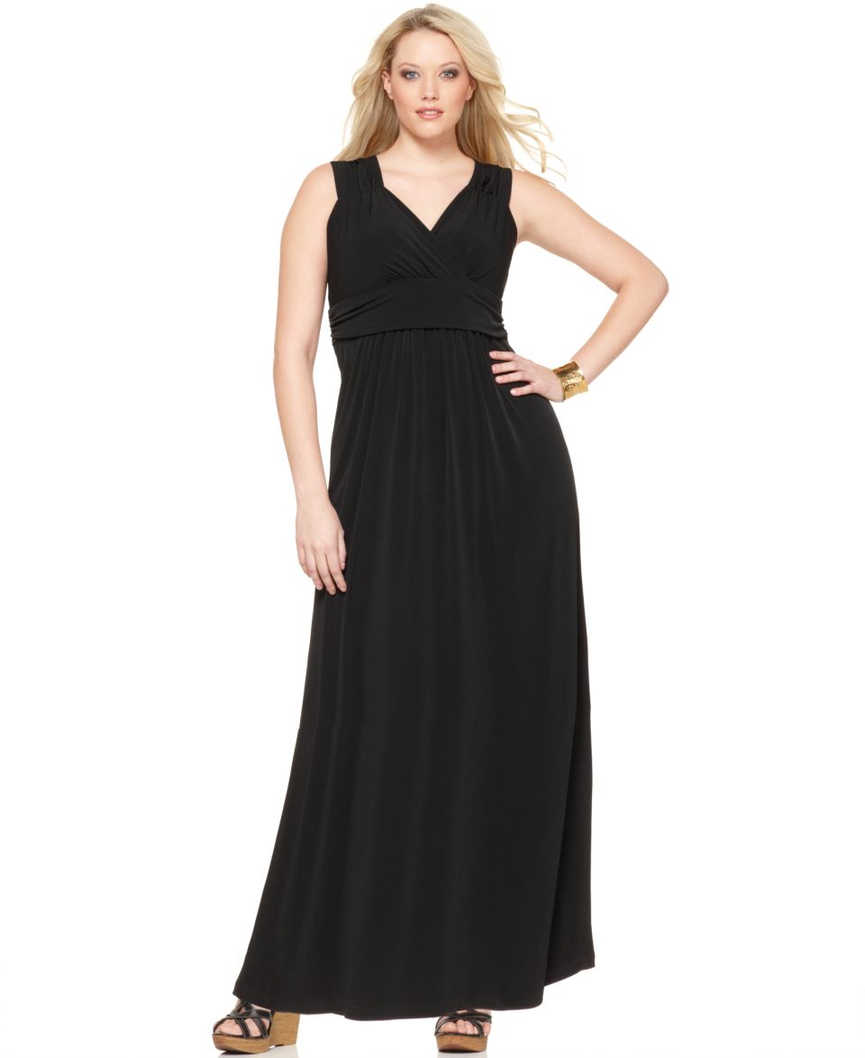 Soprano Plus Size Dress, Cap Sleeve Braided Trim Empire Maxi   Plus