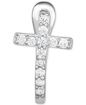 diamond cross hoop earrings