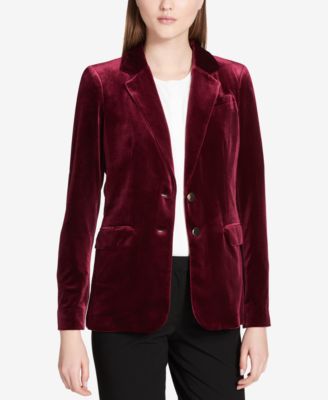 Calvin Klein Velvet Two-Button Blazer & Reviews - Jackets & Blazers ...