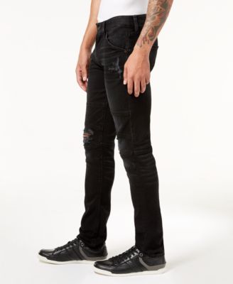 black ripped moto jeans mens