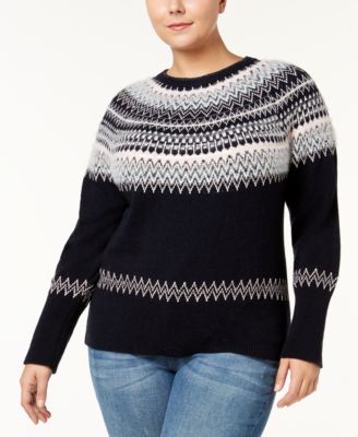 women's plus size fair isle sweater