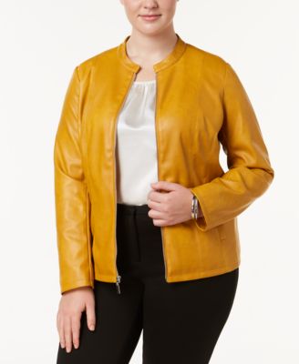 plus size mustard leather jacket