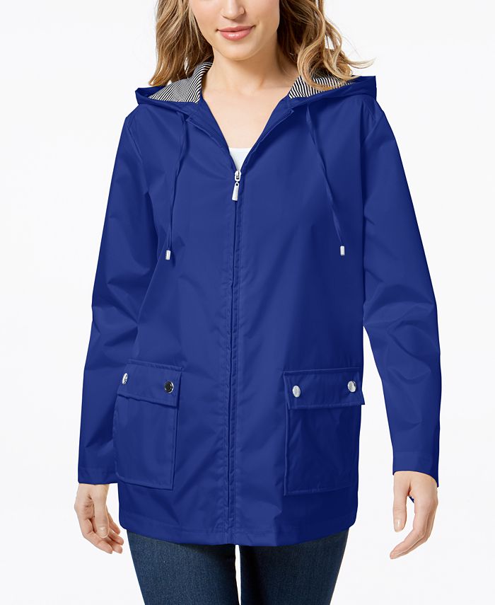 Karen Scott Hooded Rain Jacket, Created for Macy's & Reviews - Jackets ...