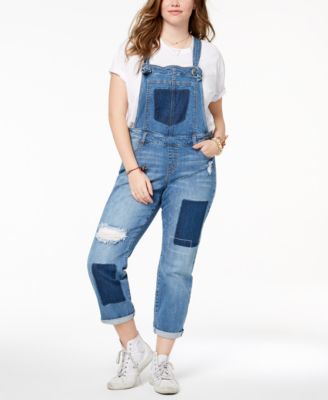 plus size distressed overalls