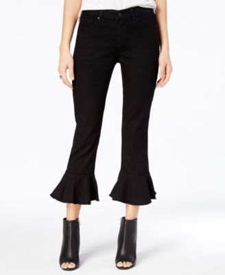black ruffle jeans