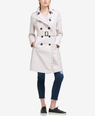 macy's black trench coat womens