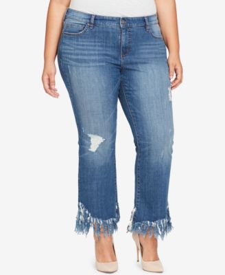 plus size frayed jeans