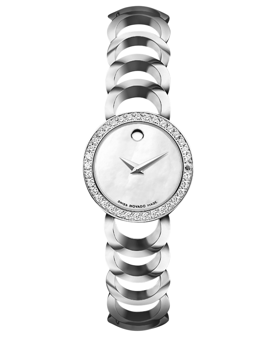 Movado Womens Swiss Rondiro Diamond Bezel (3/8 ct. t.w.) Stainless Steel Bracelet Watch 22mm 0606252   Watches   Jewelry & Watches