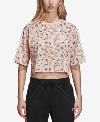 adidas Floral-Print Cropped T-Shirt 