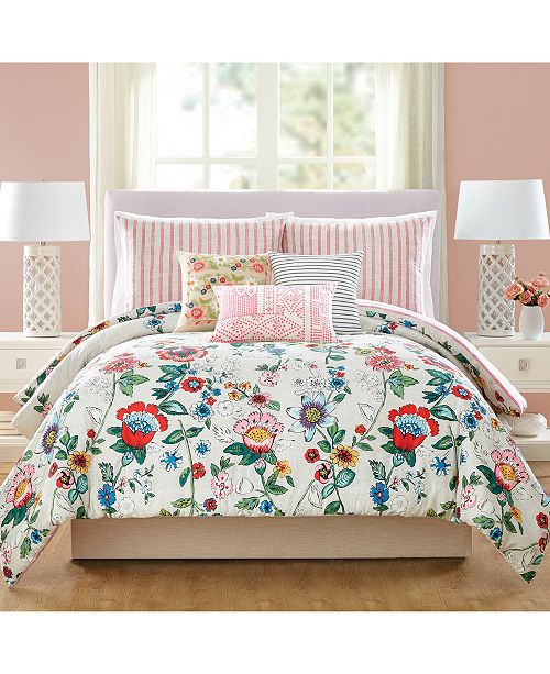 Vera Bradley Coral Floral 3 Pc Full Queen Comforter Set Reviews Bedding Collections Bed Bath Macy S