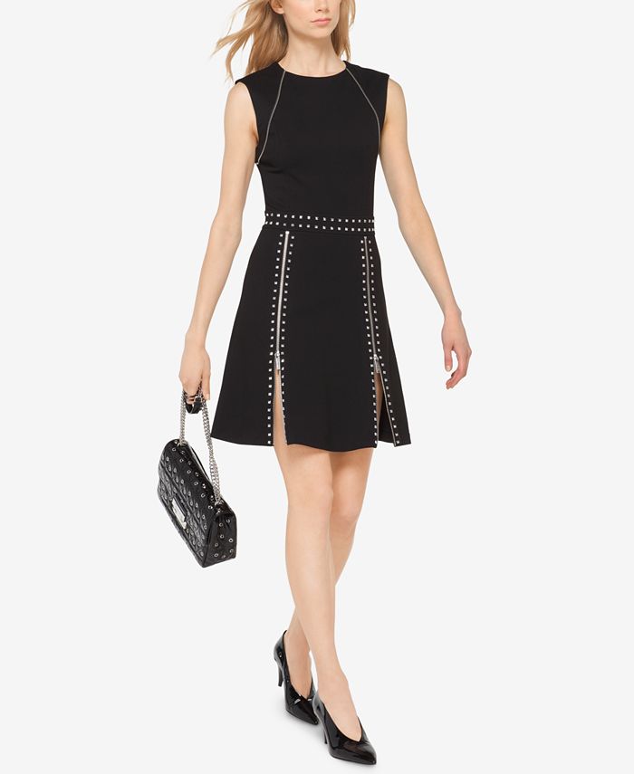 Michael Kors Studded ZipperTrim Dress & Reviews Dresses Women Macy's