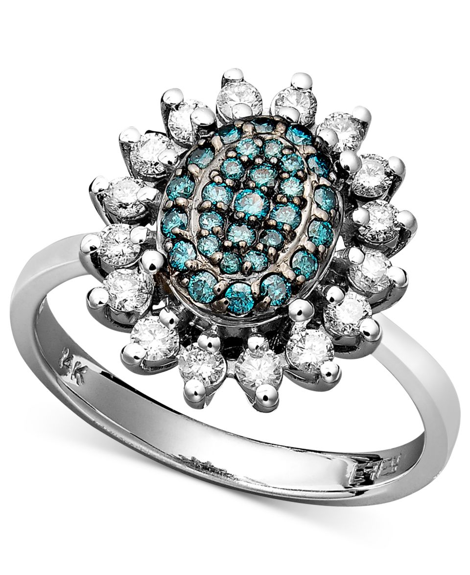 Bella Bleu by Effy Collection Diamond Ring, 14k White Gold Blue and