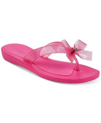 guess tutu bow flip flops rose gold