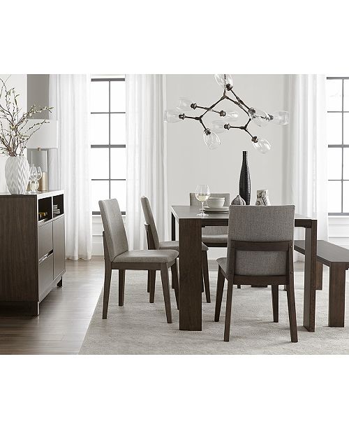 Furniture Closeout Crosby Dining Furniture 6 Pc Set Table 4 Upholstered Side Chairs 1 Bench Created For Macy S Reviews Furniture Macy S