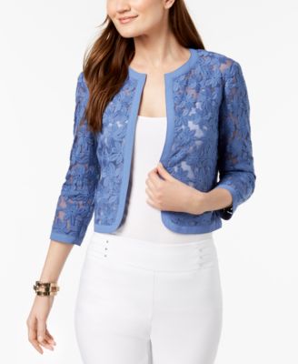anne klein cropped embroidered jacket