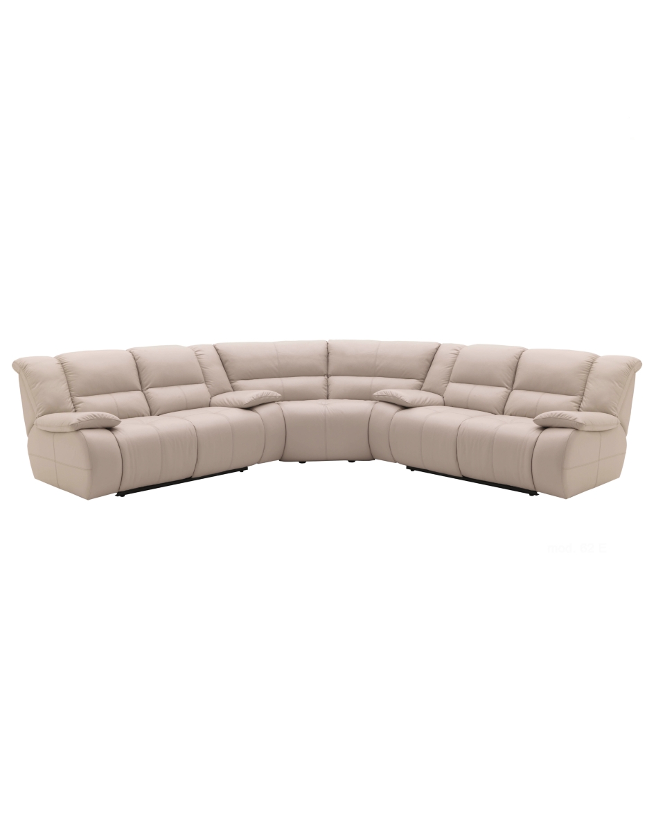 Franco Leather Reclining Sectional Sofa, 3 Piece Power Recliner (2 Loveseats and Wedge) 129W x 129D x 39H   Furniture