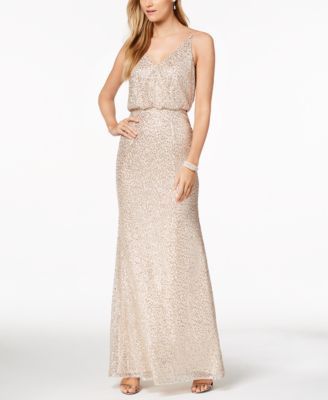 adrianna papell sequined blouson gown