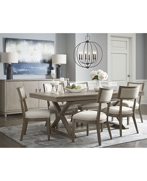 Furniture Rachael Ray Highline Expandable Dining Furniture 7 Pc Set Trestle Dining Table 6 Side Chairs Reviews Furniture Macy S