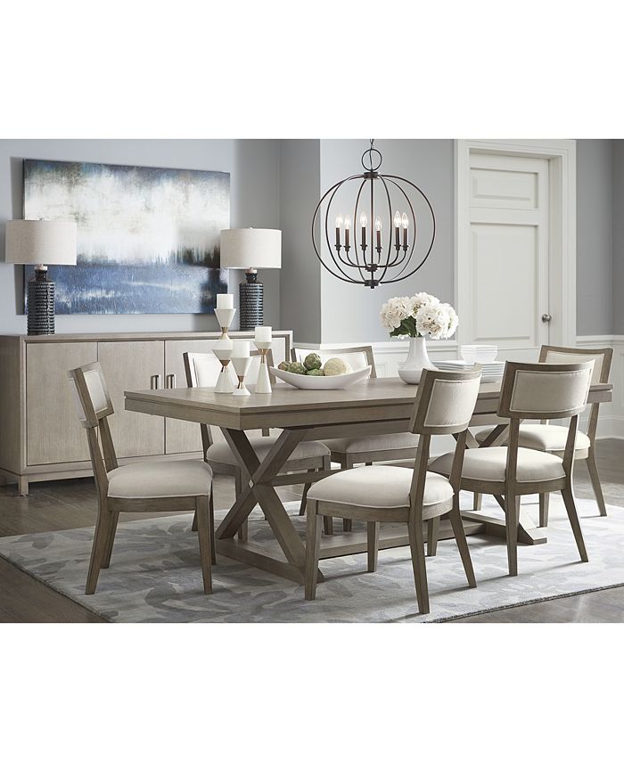 Furniture Rachael Ray Highline Expandable Dining Furniture 7 Pc Set Trestle Dining Table 6 Side Chairs Reviews Furniture Macy S
