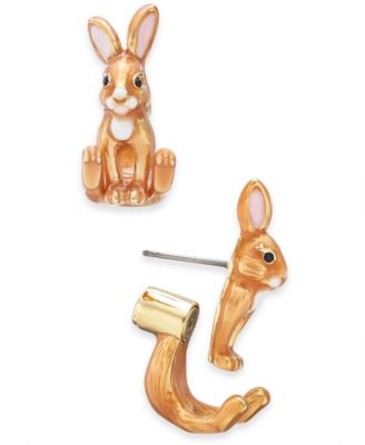 Gold-Tone Bunny Ear Jacket Earrings 