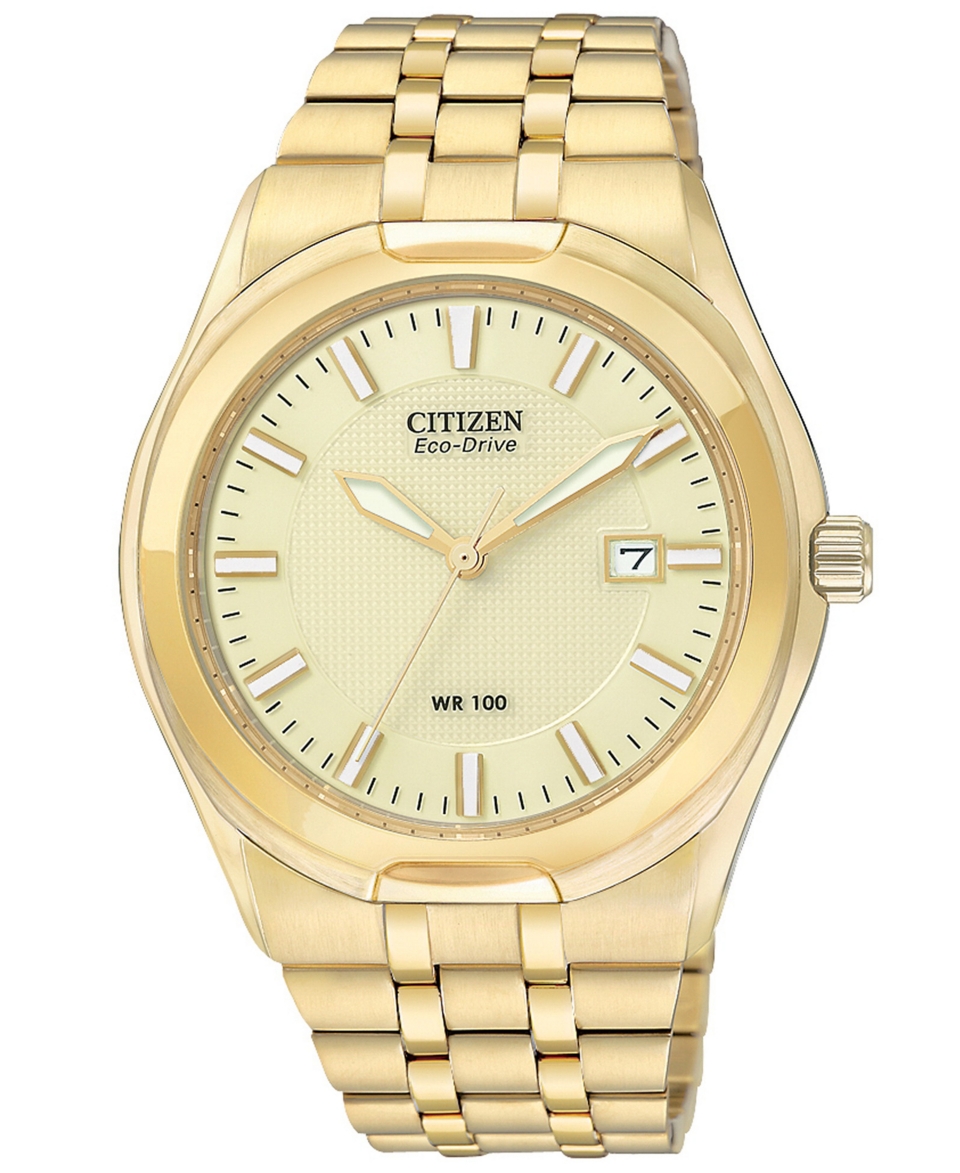 Citizen Watch, Mens Eco Drive Corso Gold Tone Stainless Steel