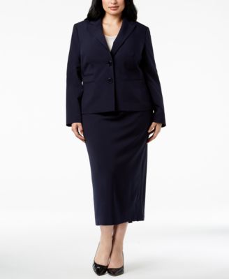 plus size navy blue skirt suit