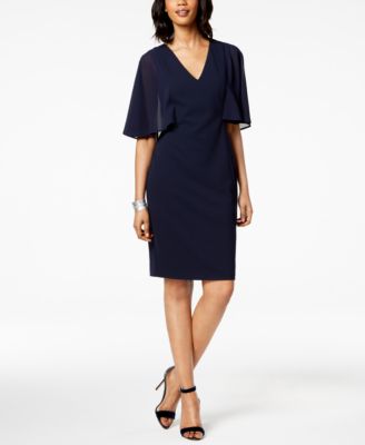 vince camuto chiffon cape dress