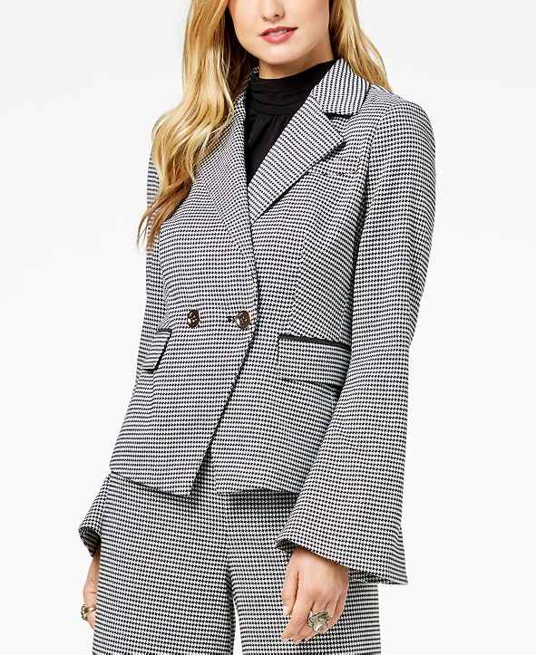 Rachel Zoe Double-Breasted Houndstooth Blazer, Created For Macy's ...