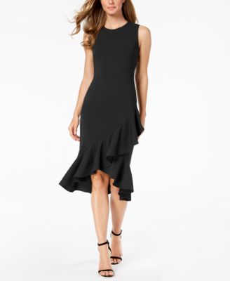 calvin klein black ruffle dress