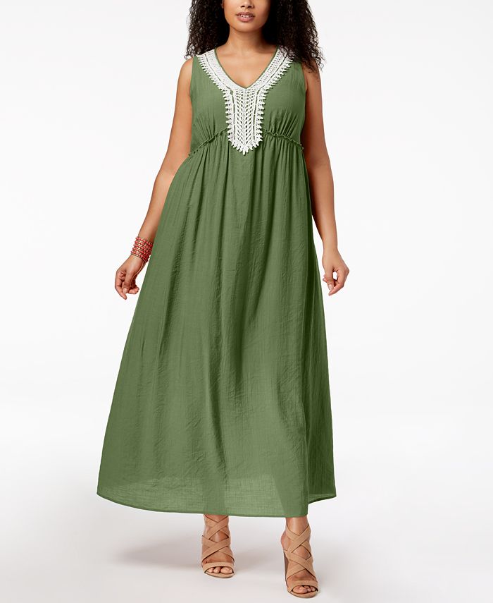 NY Collection Plus Size Crochet-Trim Maxi Dress & Reviews - Dresses ... image.