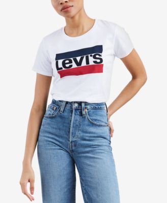 levi's white t shirt with red logo women's