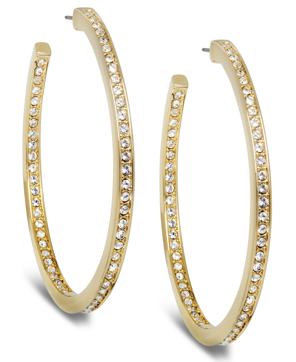 Swarovski Earrings, Large Gold Tone Hoop Earrings  