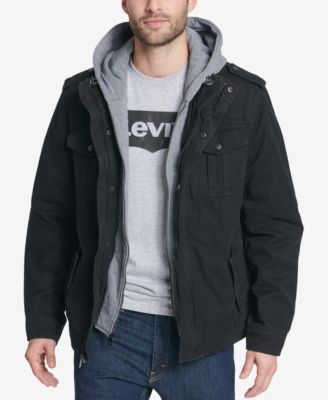 levi's men's soft shell hooded trucker jacket with sherpa fleece lining