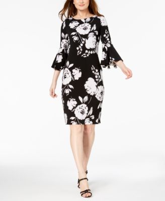 calvin klein floral bell sleeve dress