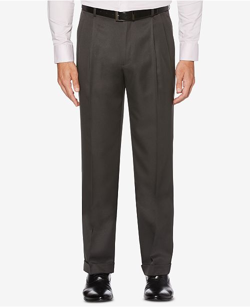 Perry Ellis Portfolio Men S Classic Regular Fit Elastic Waist Double Pleated Cuffed Dress Pants Reviews Pants Men Macy S