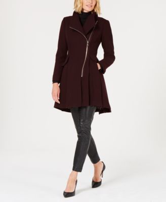 guess asymmetrical skirted walker coat