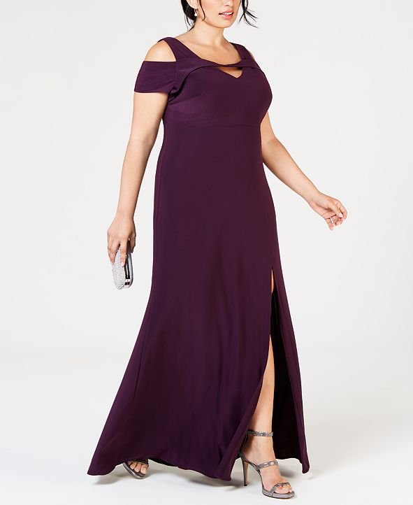 nightway plus size sequin flowy gown