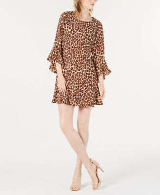 leopard print bell sleeve dress