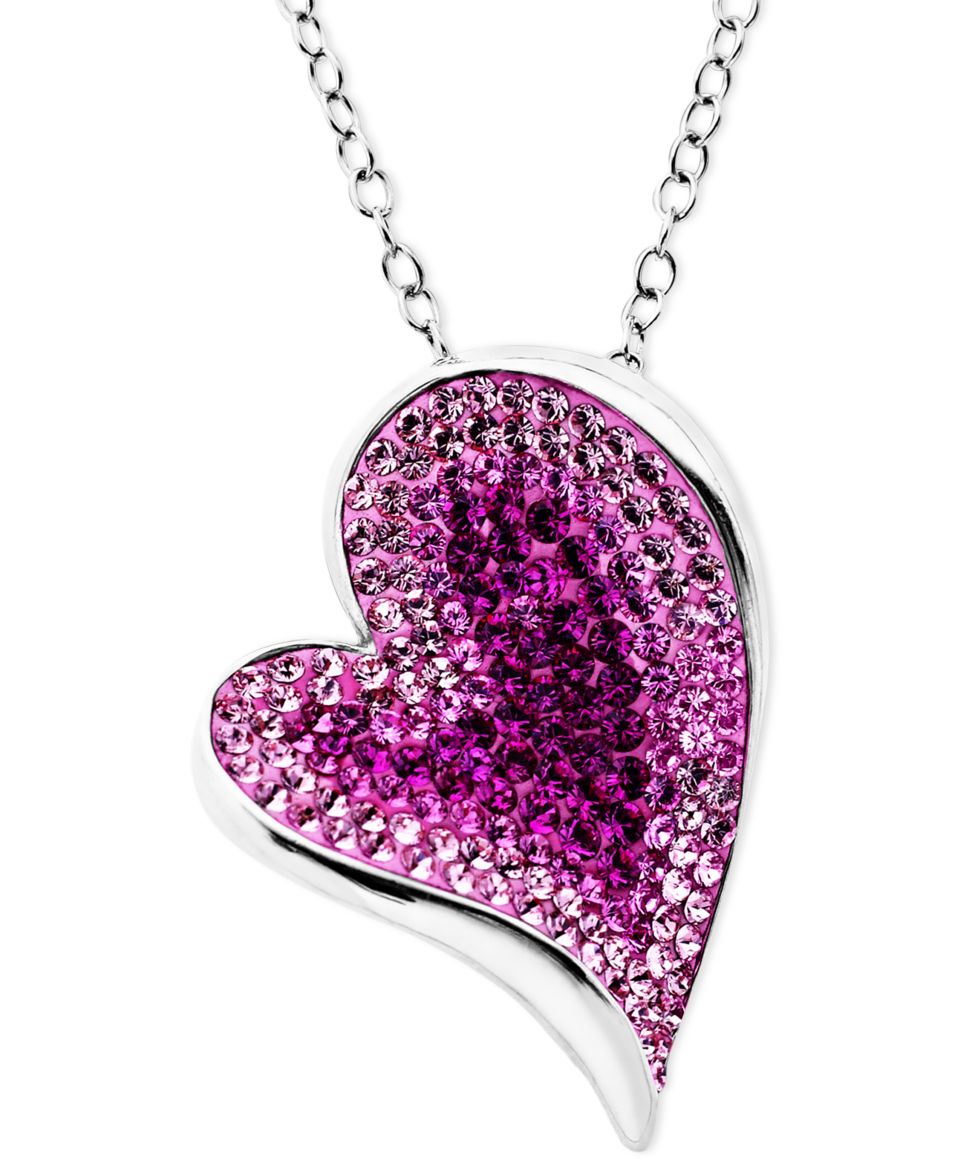 Kaleidoscope Sterling Silver Necklace, Pink Crystal Heart Pendant with