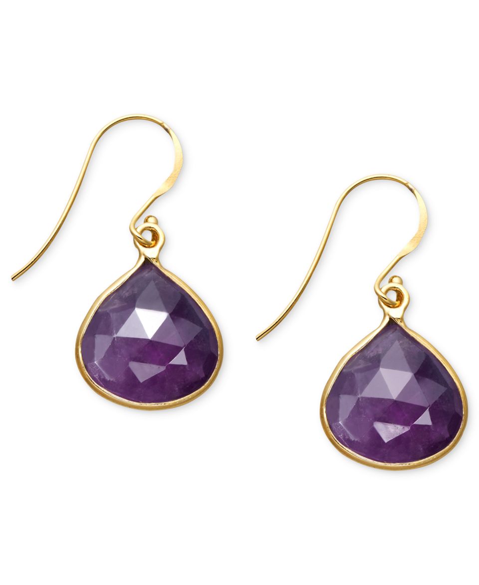 Studio Silver 18k Gold over Sterling Silver, Amethyst Drop Earrings