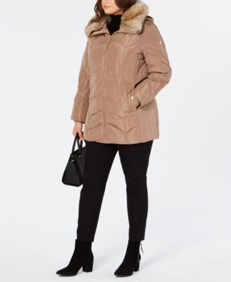 michael kors fur collar coat