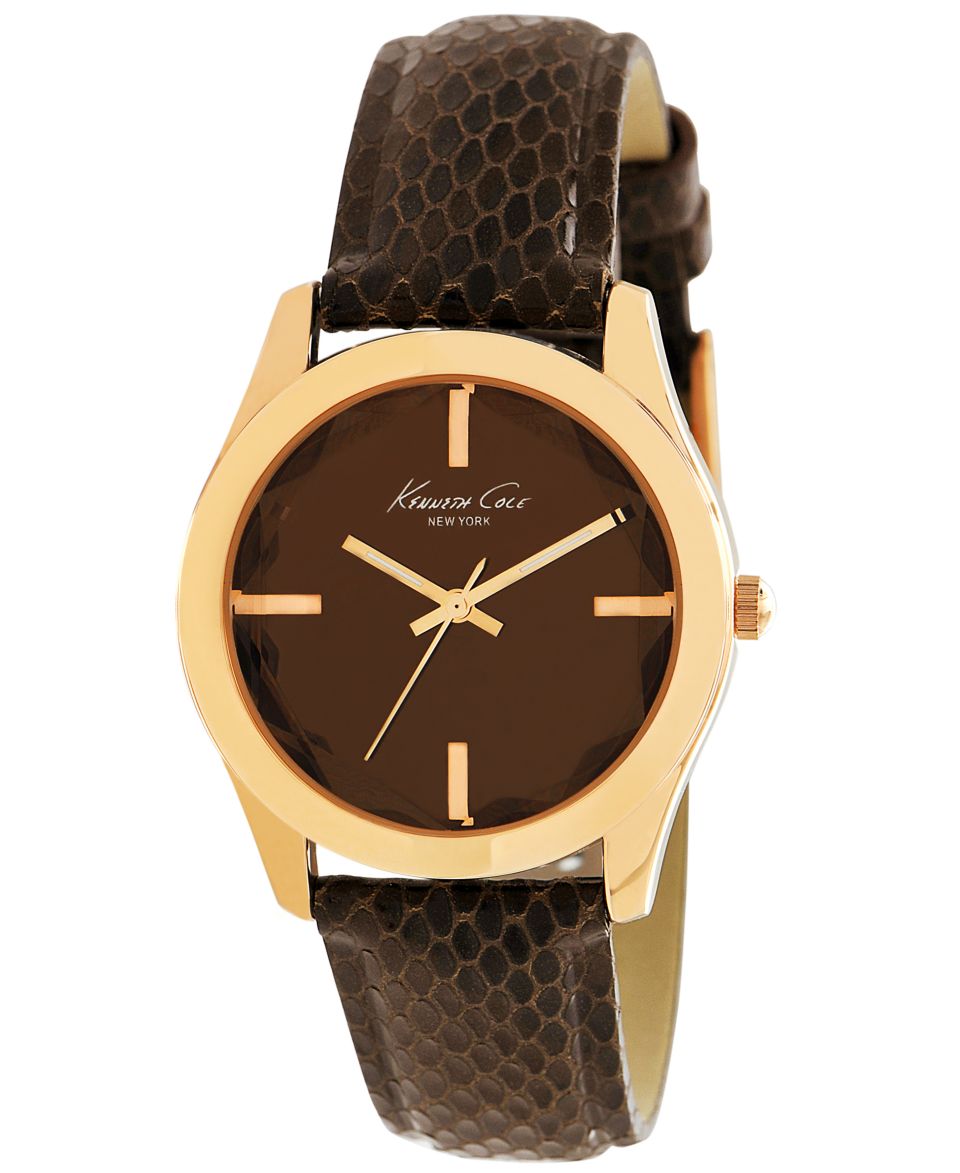 Kenneth Cole New York Watch, Womens Brown Lizard Embossed Leather