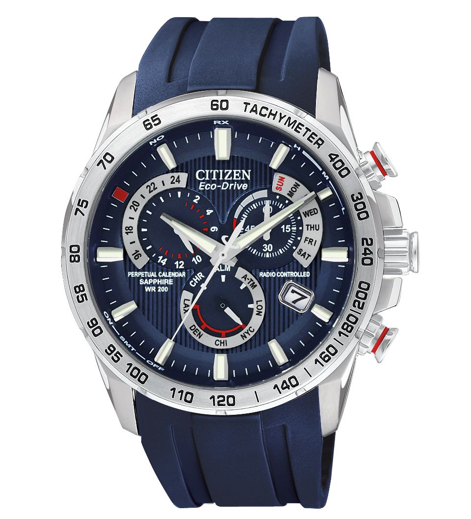 Citizen Watch, Mens Chronograph Eco Drive Eli Manning Blue Rubber