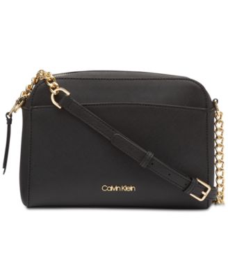 calvin klein hayden saffiano leather chain crossbody